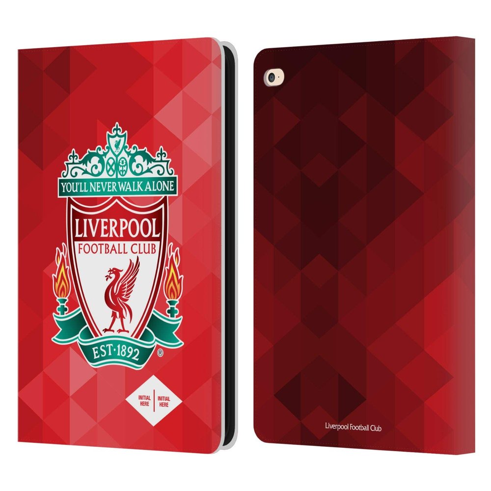 Head Case Designs Officially Licensed Custom Customized Personalized Liverpool Football Club Crest Geometric Red Logo 1 Leather Wallet Case Compatible with Apple iPad Air 2 (2014)