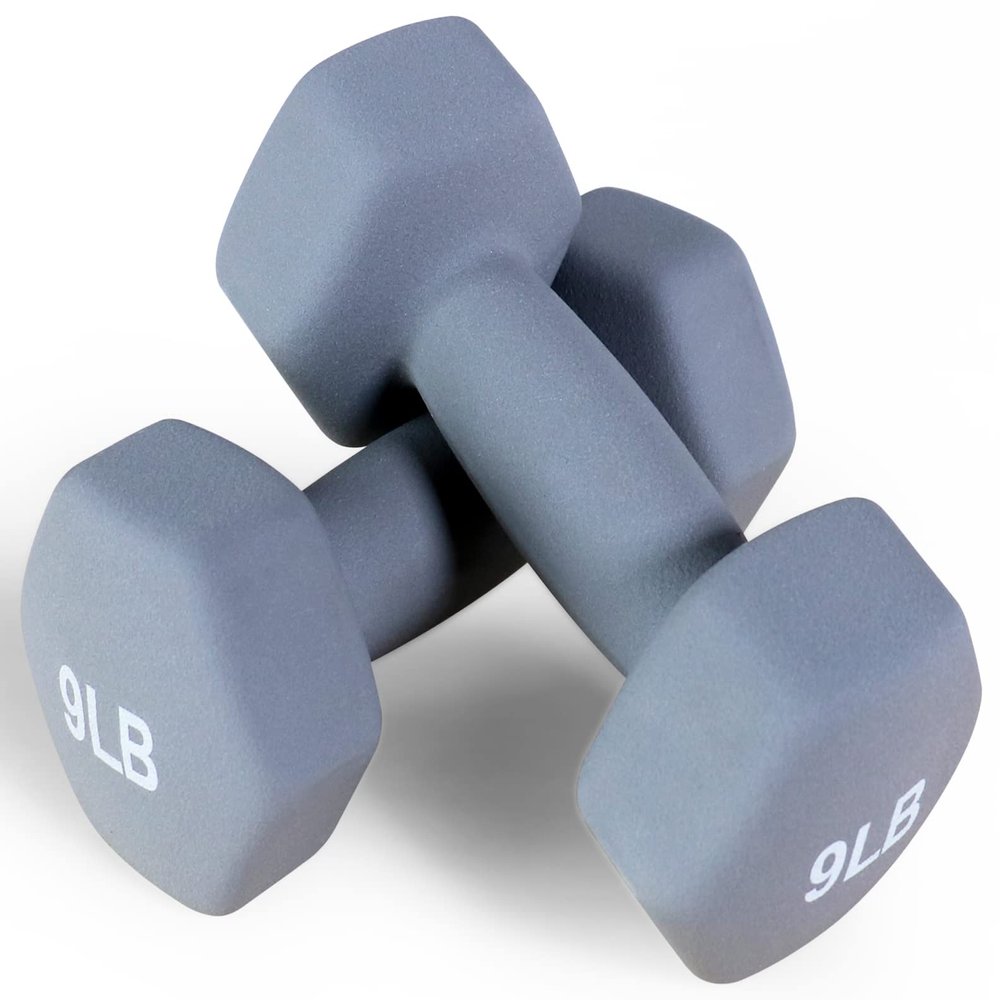Fitvids Neoprene Dumbbell Hand Weights  Anti-Slip  (9-Pound, Pair)  (9-Pound, Pair)