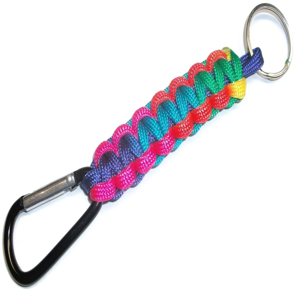RedVex Cobra Style Carabiner Key Fob/Keychain - Aluminum Carabiner - (Qty2) - Choose your Color and Size (8 inch, Rainbow (coloring varies))