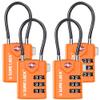 SURE LOCK TSA Approved Combination Luggage Locks with Open Alert Indicator  Durable Zinc Alloy Cable Travel Locks with Large Easy-Read Dials for Suitcases, Backpacks & Gym Bags Orange 4 Pack view 1