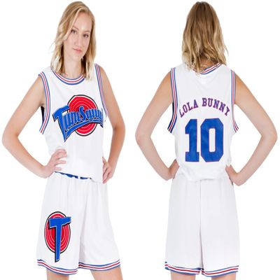 FREEZE Space Jam Tune Squad Logo Lola Bunny #10 White Basketball Jersey (Adult X-Large)