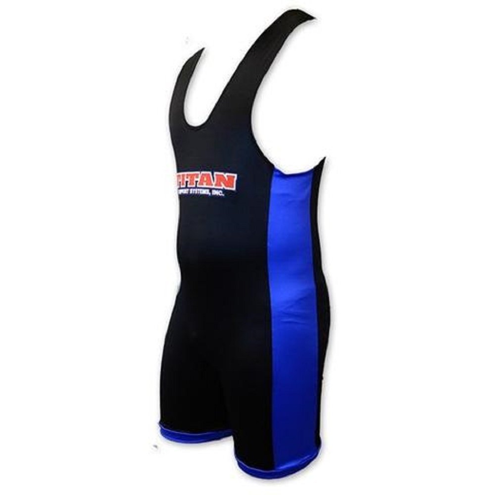 LiftingLarge Titan Triumph Powerlifting Singlet Black/Blue IPF Legal Raw (X-Small)