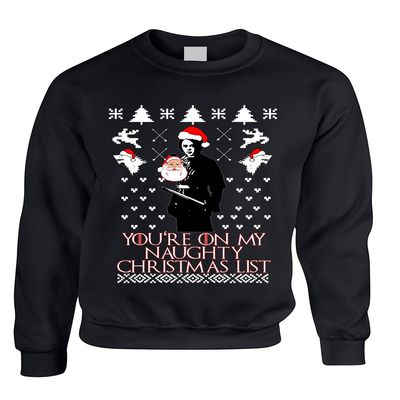 ALLNTRENDS Adult Sweatshirt My Naughty Xmas List Arya Stark Ugly Christmas (3XL, Black)