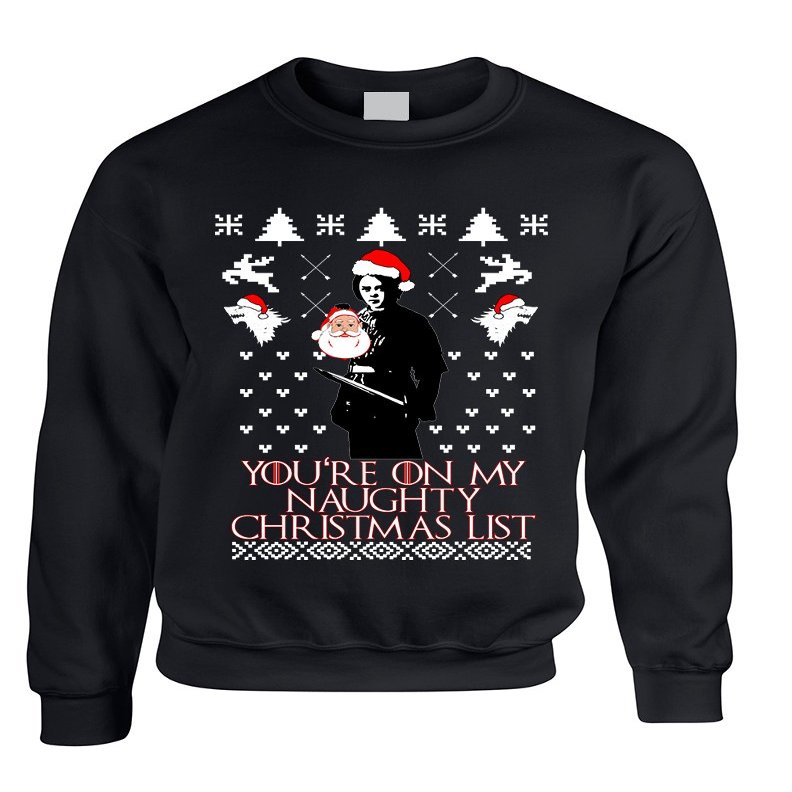 ALLNTRENDS Adult Sweatshirt My Naughty Xmas List Arya Stark Ugly Christmas (3XL, Black)