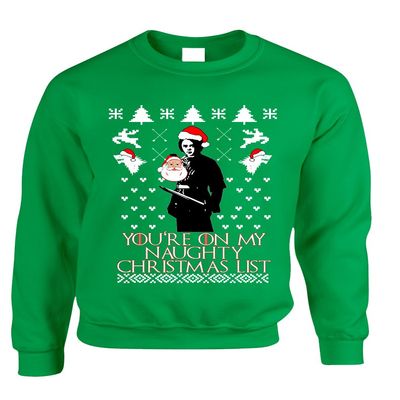 ALLNTRENDS Adult Sweatshirt My Naughty Xmas List Arya Stark Ugly Christmas (XL, Irish Green)