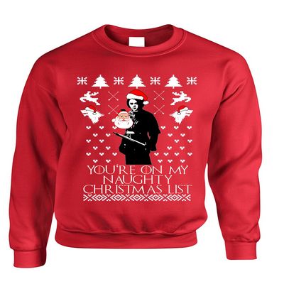 ALLNTRENDS Adult Sweatshirt My Naughty Xmas List Arya Stark Ugly Christmas (3XL, Red)