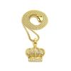 NYFASHION101 Stone Stud Hollow Royal Crown Pendant with 2mm 24" Box Chain Necklace, Gold-Tone view 1