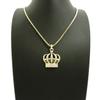 NYFASHION101 Stone Stud Hollow Royal Crown Pendant with 2mm 24" Box Chain Necklace, Gold-Tone view 2