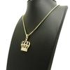 NYFASHION101 Stone Stud Hollow Royal Crown Pendant with 2mm 24" Box Chain Necklace, Gold-Tone view 3