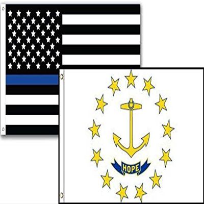 2x3 USA Police Blue Rhode Island State 2 Pack Flag Wholesale Set Combo 2'x3'
