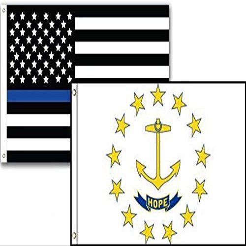 2x3 USA Police Blue Rhode Island State 2 Pack Flag Wholesale Set Combo 2'x3'