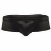FEESHOW Men's Shiny Low Rise Bikini Briefs Bulge Pouch Cheeky Underwear Swimwear Black Large (waistline:28.0-38.5") view 1