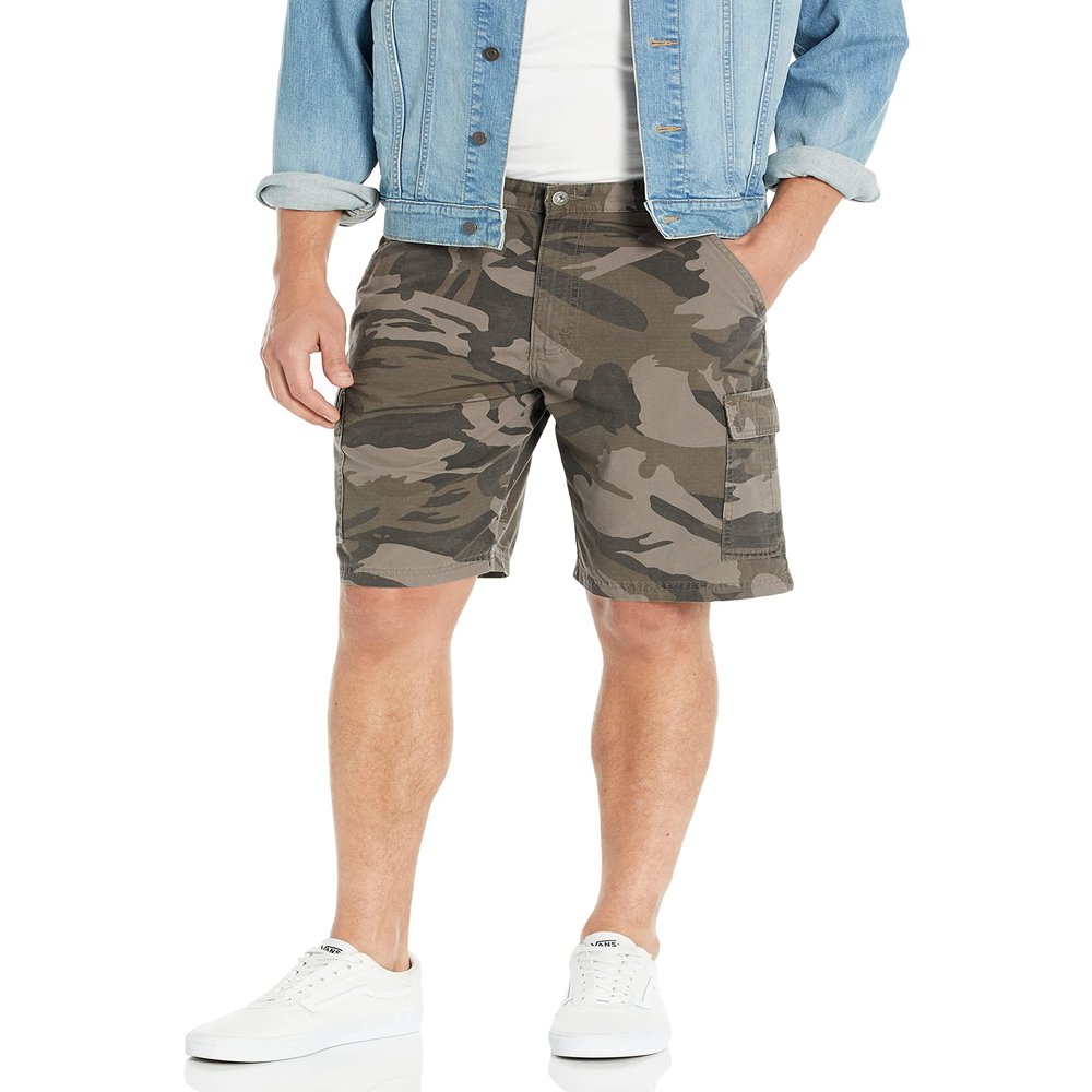 Classic Relaxed Fit Cargo Short, Dark Khaki Camo Ripstop, 34