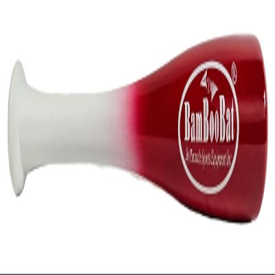 BamBooBat 18" Hand Trainer/Glove Pounder Wood Baseball Bat, White Handle/Bright Red