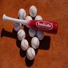 BamBooBat 18" Hand Trainer/Glove Pounder Wood Baseball Bat, White Handle/Bright Red view 3