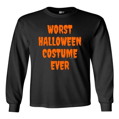 Long Sleeve Adult T-Shirt Worst Halloween Costume Ever Funny (Large, Black w/Orange)