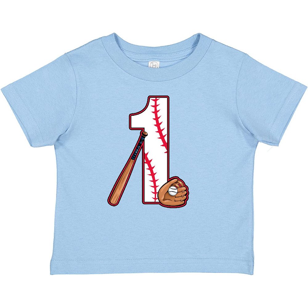 inktastic Baseball First Birthday- 1 Year Old Baby T-Shirt 24 Months 0100 Light Blue 2caf0