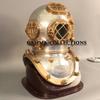 Vintage Brass Diving Divers Helmet Steel Antique Mark V Full Size w Wooden Base view 2