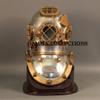 Vintage Brass Diving Divers Helmet Steel Antique Mark V Full Size w Wooden Base view 3