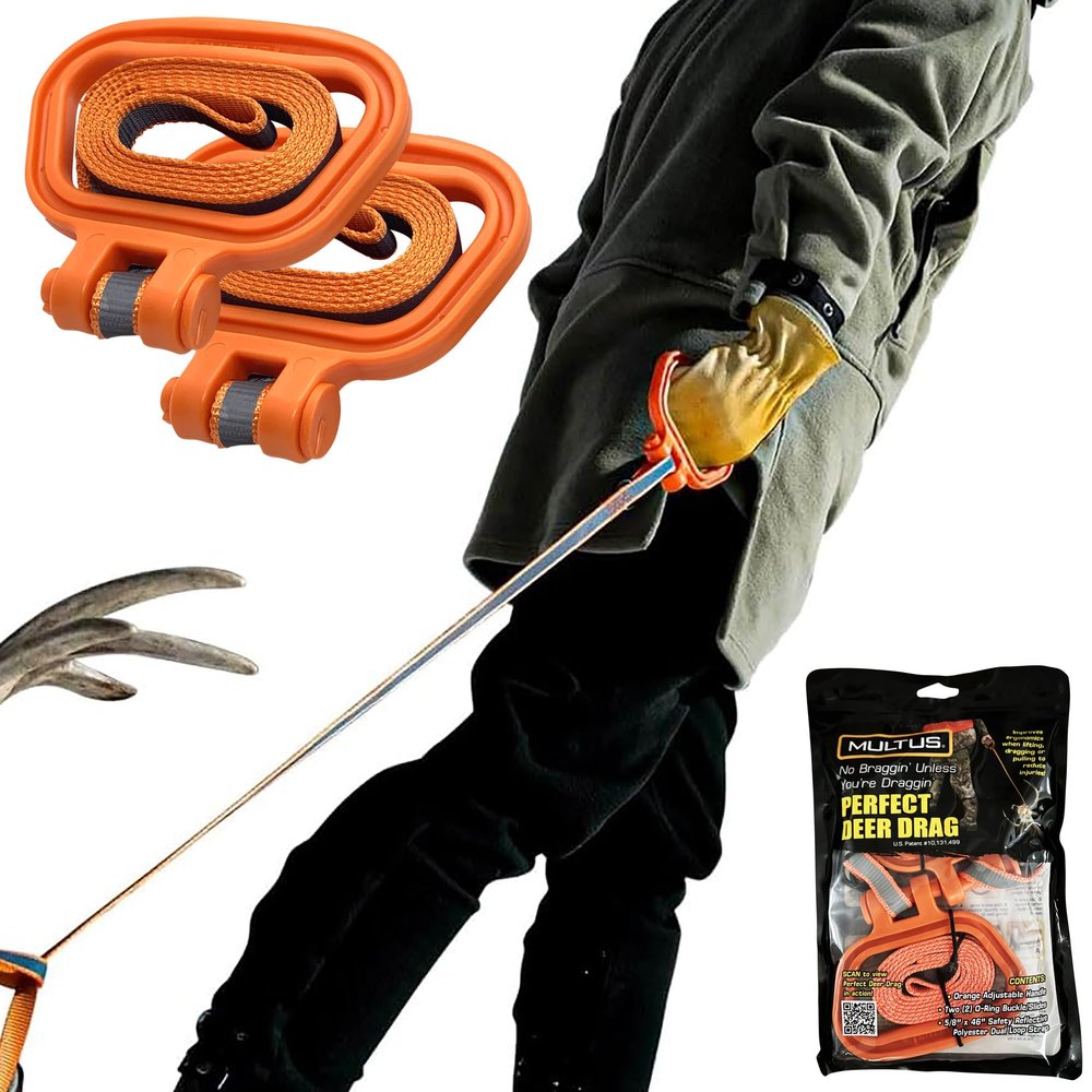 MULTUS Deer Drag Rope & Strap - Heavy Duty Deer Puller for Hunting - Unique Gifts for Hunters, Dad, Men Who Have Everything - Hunting Essentials & Accessories 2 Pack