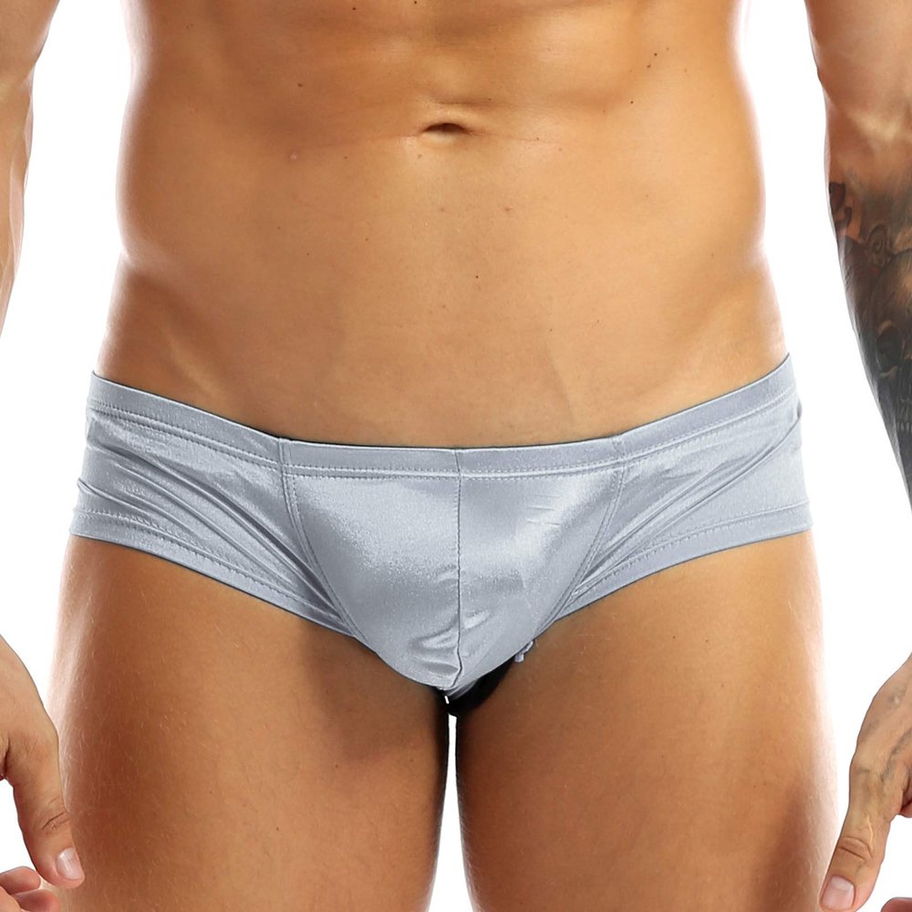 CHICTRY Men's Low Rise Bulge Pouch Enhancing Cheeky Bikini Briefs Underwear Silver-Gray X-Large(Waist:30.0-40.0"/76-102cm)