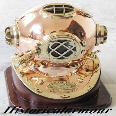 US Navy Mark Vintage SCA Diving Diver Helmet Scuba Decorative Replica Sea Stand