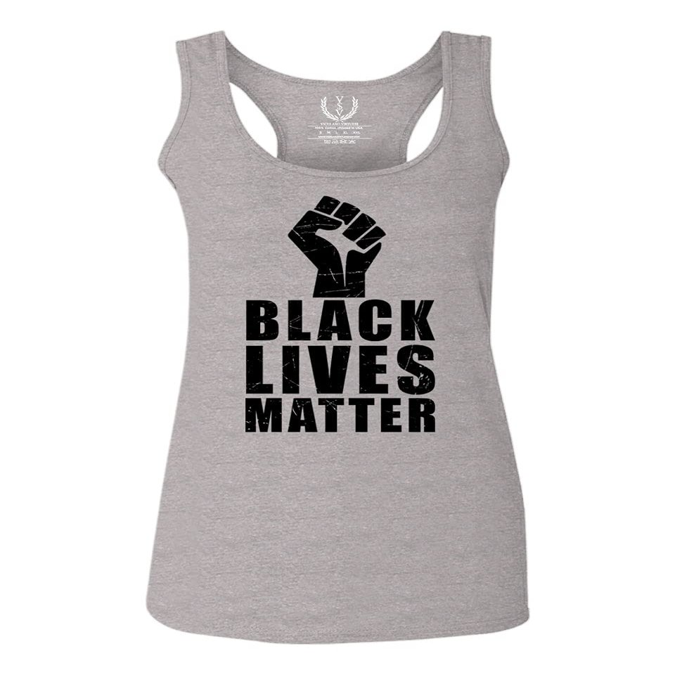 0011. Black Lives Matter Resist JUNEENTH Women's Tank Top Racerback (Light Gray Large)