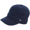 Dahlia Men's Beanie with Visor, Wool Winter Hat, Ribbed, Fleece Lined, Navy view 1