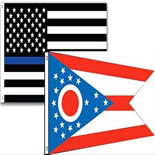 3x5 USA Police Blue Ohio State 2 Pack Flag Wholesale Set Combo 3'x5