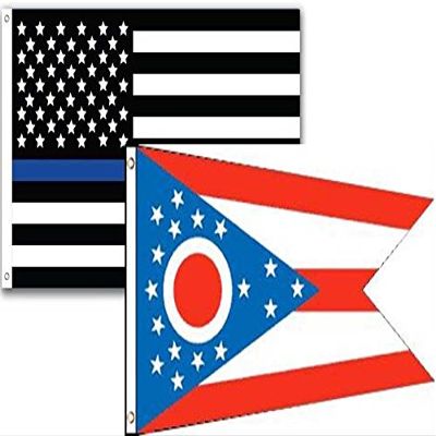3x5 USA Police Blue Ohio State 2 Pack Flag Wholesale Set Combo 3'x5'
