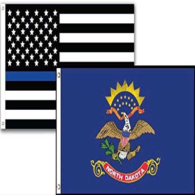 3x5 USA Police Blue North Dakota State 2 Pack Flag Wholesale Set Combo 3'x5'