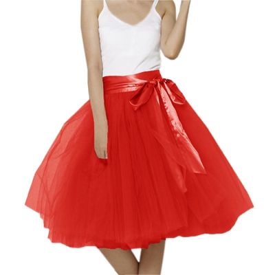 EllieHouse Womens Short Tutu Tulle Skirt with Sash Red Size S PC06