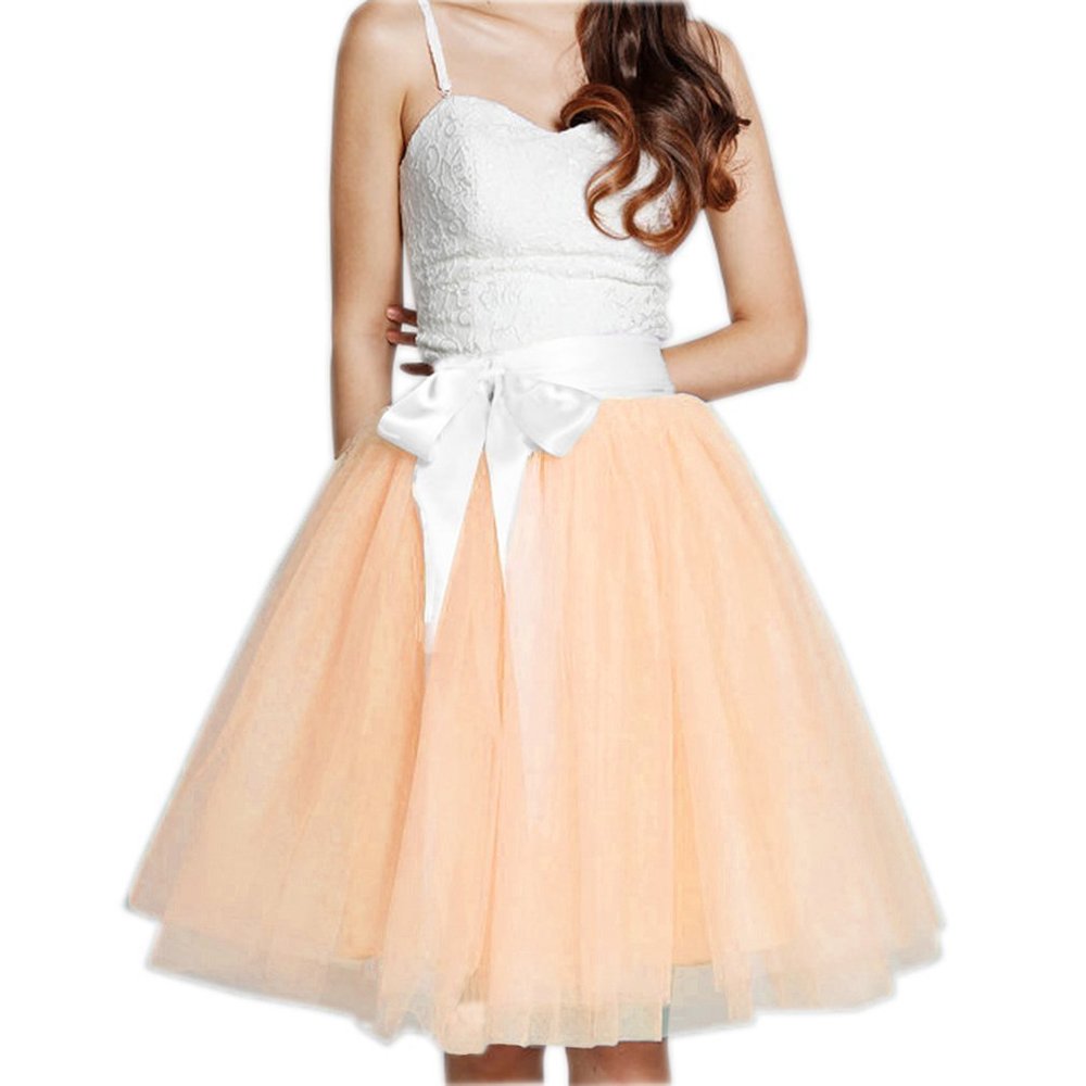 EllieHouse Womens Short Tutu Tulle Skirt with Sash Peach Size 3XL PC06