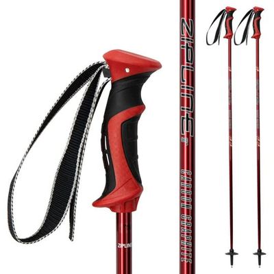 Zipline Lollipop 14.0 Graphite Carbon Composite Ski Poles Lightweight Ergonomic Grip, Vibration Dampening, Groomers and Freestyle. Choice of Skiers (Cherry Red, 40" in./102 cm)
