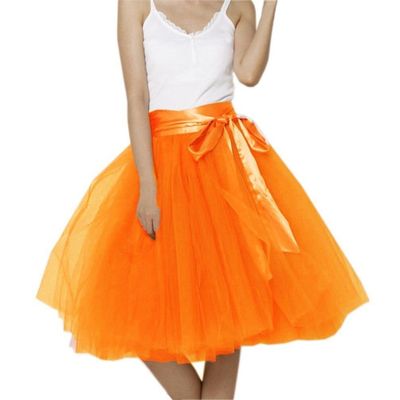 EllieHouse Womens Short Tutu Tulle Skirt with Sash Orange Size 3XL PC06