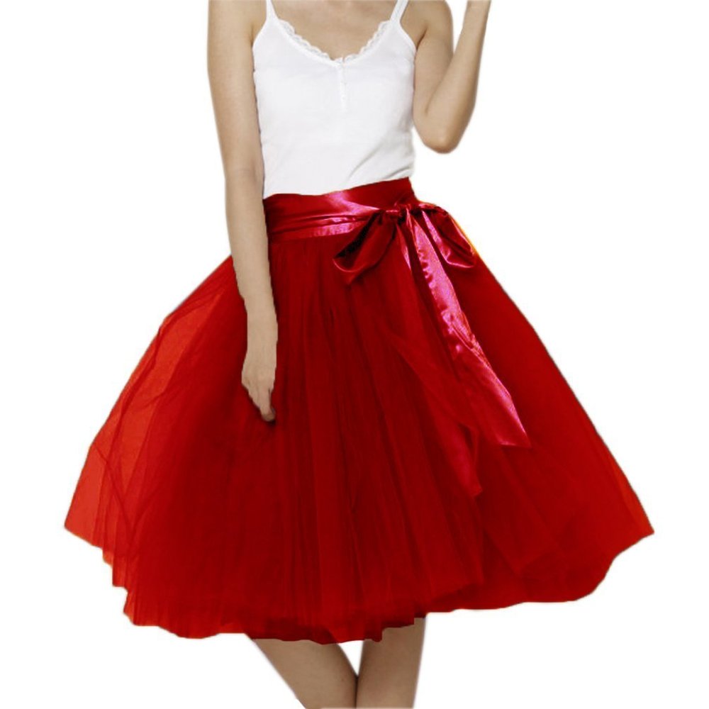 EllieHouse Womens Short Tutu Tulle Skirt with Sash Burgundy Size M PC06