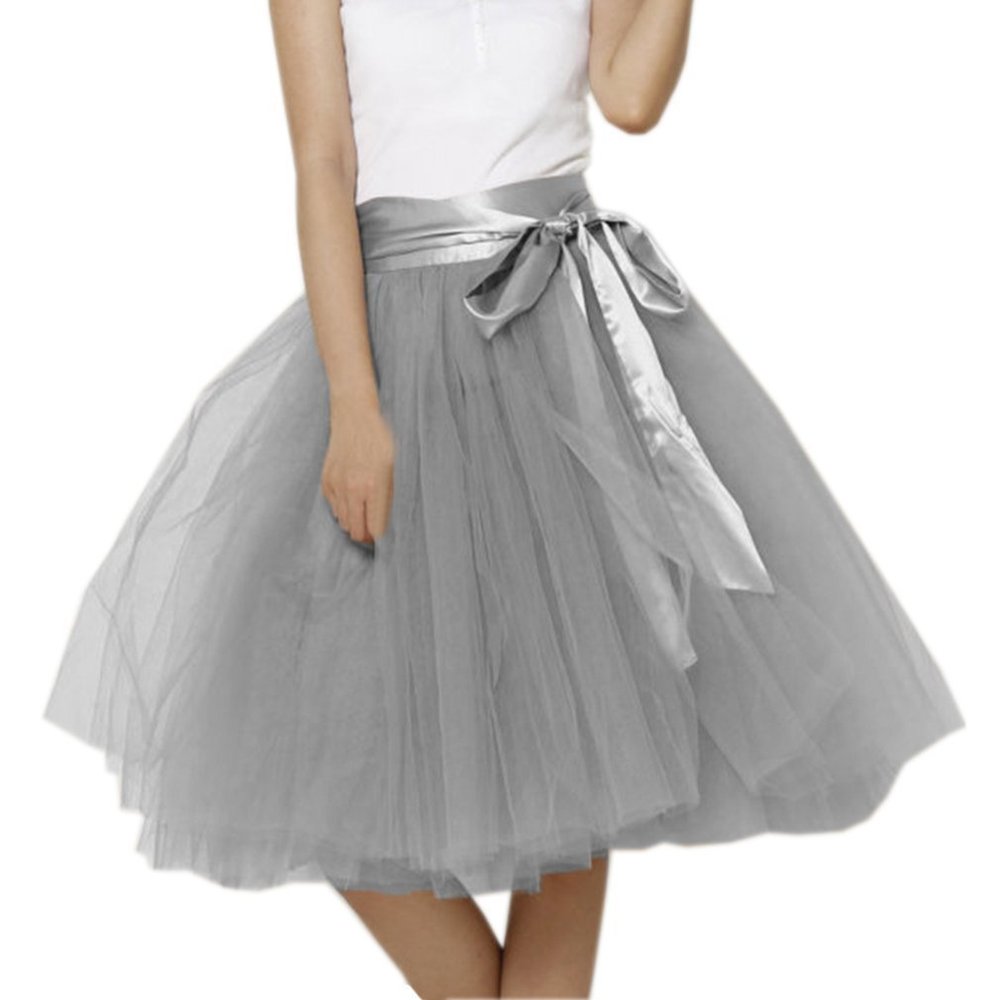 EllieHouse Womens Short Tutu Tulle Skirt with Sash Grey Size 3XL PC06