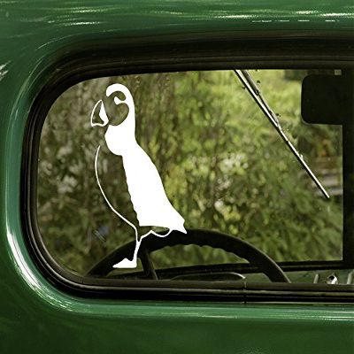2 Puffin Bird Decal Stickers White for Window Car Truck Jeep Laptop Bumper Rv