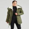 MEWOW Women's Winter Mid Length Thick Warm Faux Lamb Wool Lined Jacket Coat (XXL, ArmyGreen) view 2