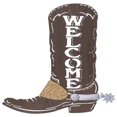 Tough1 Cowboy Boot Welcome Sign Brown