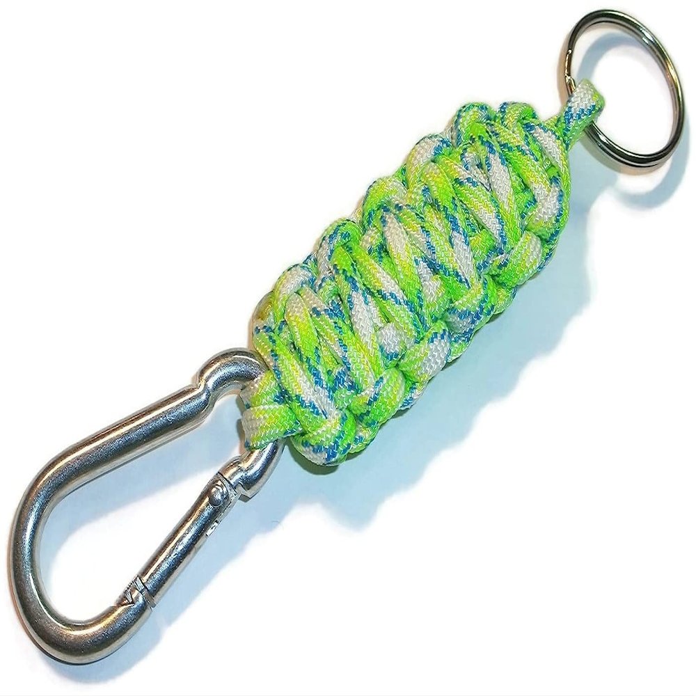 RedVex King Cobra Style Carabiner Key Fob/Keychain - Steel Carabiner - (Qty1) - Choose Your Color and Size (10 inches, Green Flux)