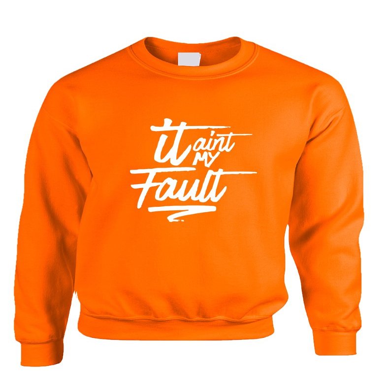 ALLNTRENDS Adult Sweatshirt It Aint My Fault Trendy Cool Troublemaker Top (2XL, Orange)