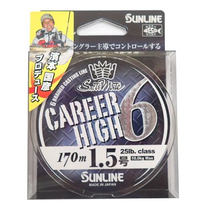 SUNLINE Saltimate PE Line Carrier High 6, 170m No. 1.5, 25lb (10kg), 6 Pieces, Champagne Gold