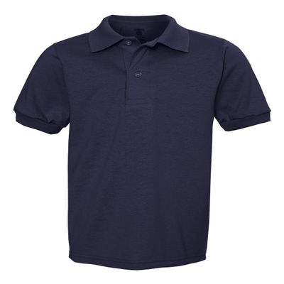 Jerzees Boys' SpotShield Short Sleeve Uniform Polo (2-Pack), Navy, Medium
