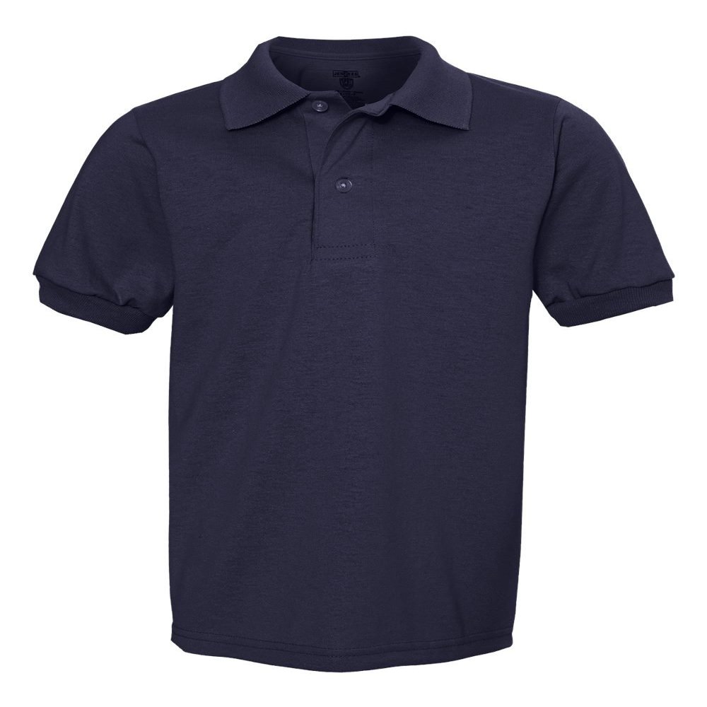 Jerzees Boys' SpotShield Short Sleeve Uniform Polo (2-Pack), Navy, Medium
