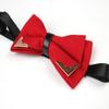 MENDENG Red Bow Ties for Men Gold Metal Christmas Wedding Bow Tie Groomsmen view 3