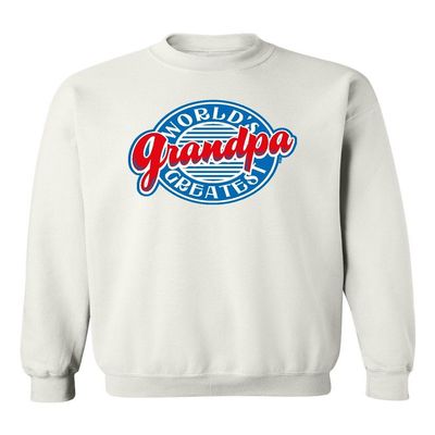 P&B World's Greatest Grandpa Funny Crewneck Sweatshirt, L, White