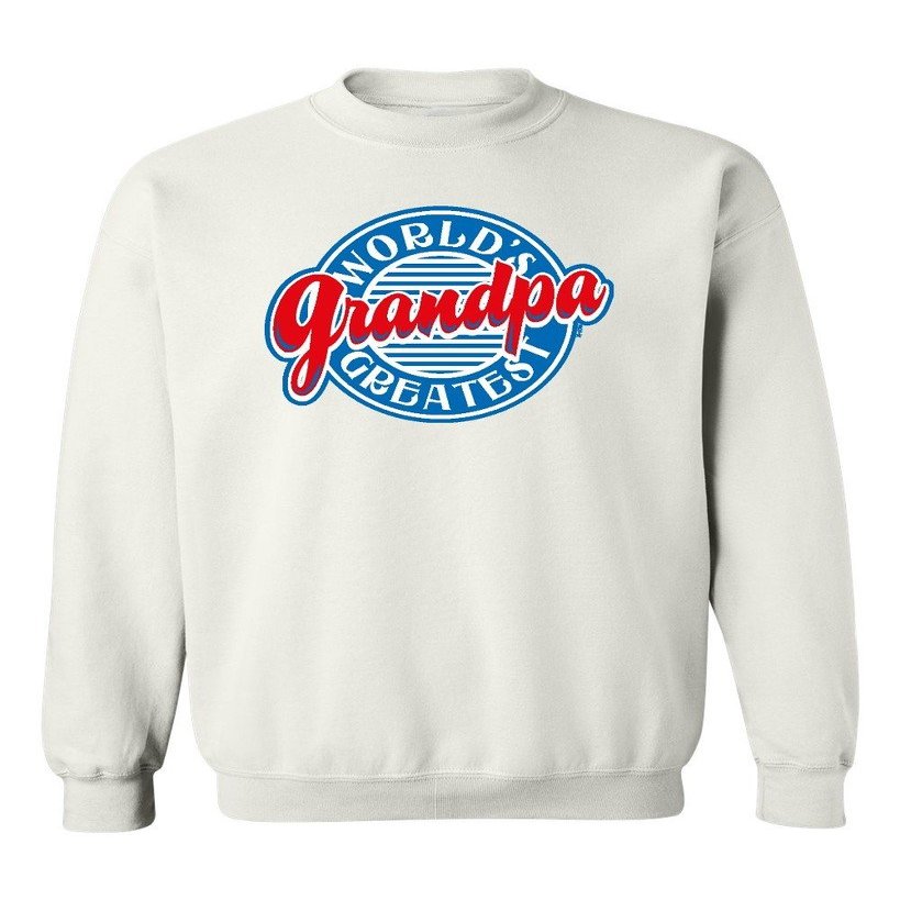 P&B World's Greatest Grandpa Funny Crewneck Sweatshirt, L, White