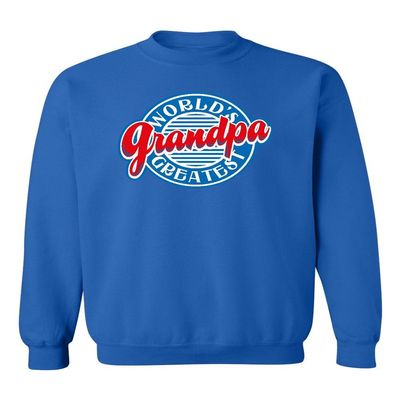 P&B World's Greatest Grandpa Funny Crewneck Sweatshirt, S, Royal