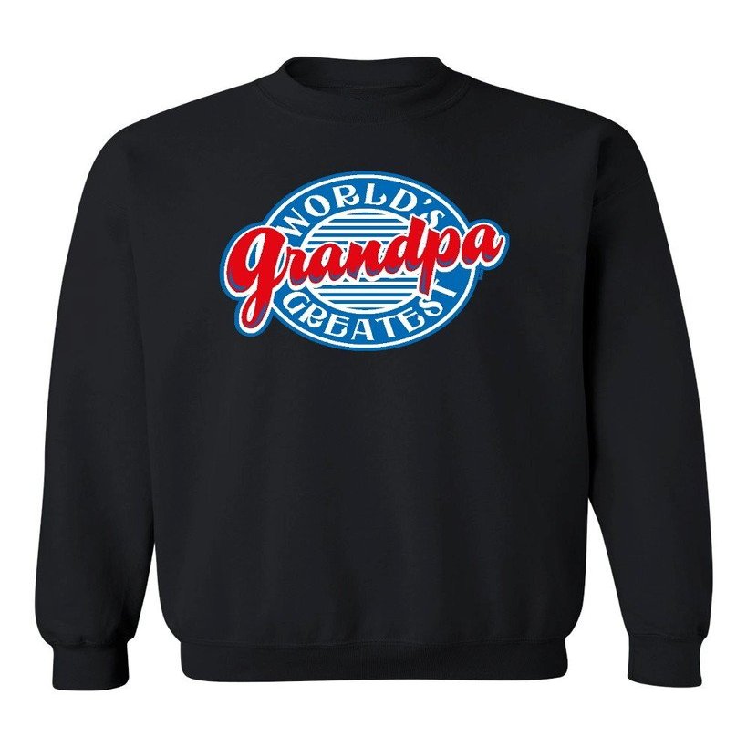P&B World's Greatest Grandpa Funny Crewneck Sweatshirt, S, Black
